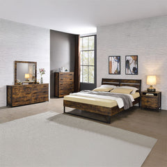 Juvanth - Eastern King Bed - Rustic Oak & Black