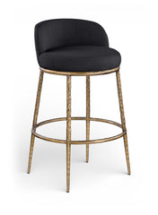 Ferro - Performance Fabric Upholstered Bar Stool - Antique Brass
