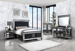 Varian II - Nightstand - Mirrored, Black & Sliver