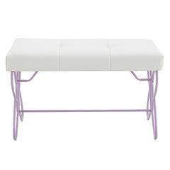 Priya II - Bench - White & Light Synthetic Leather Rple