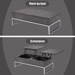 Iban - Coffee Table With Lift Top - Gray Oak & Chrome