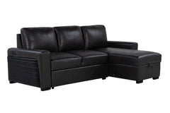 U1830 - Sofa Bed With USB And Drop Down Table - Black / Charcoal