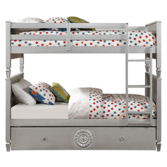 Varian - Twin Over Twin Bunk Bed - Blue Velvet & Silver