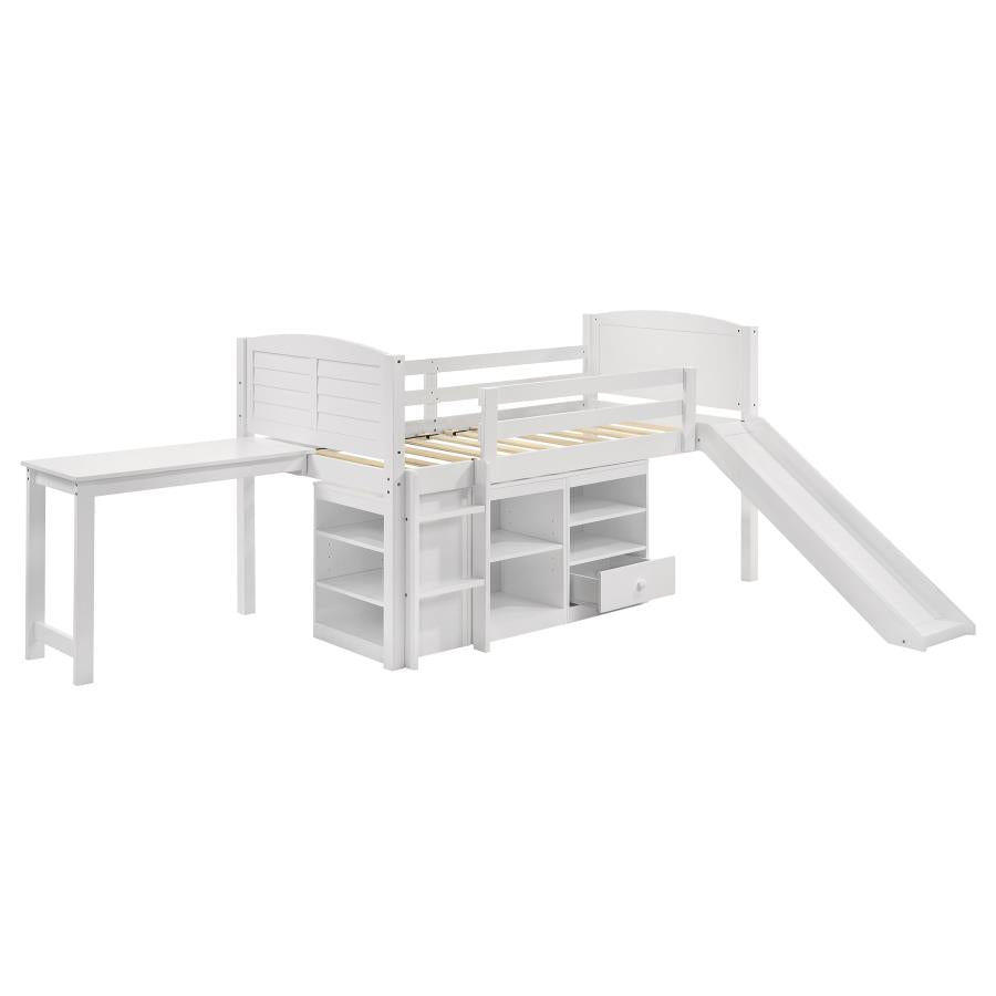 Millie White Twin Workstation Loft Bed - MyWaynesHome #