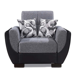 Ottomanson Armada Air - Upholstered Convertible Armchair With Storage - Gray/Black PU Polyester