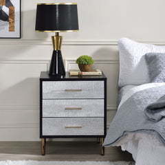 Myles - Nightstand - Black, Silver & Gold