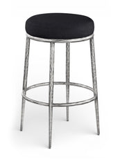 Ferro - Performance Fabric Upholstered Backless Bar Stool - Antique Silver
