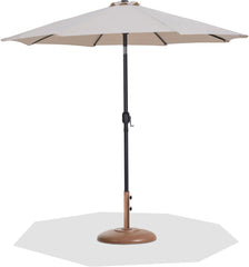 Fiji - Aluminum Patio Umbrella With Round Teak And Black Base