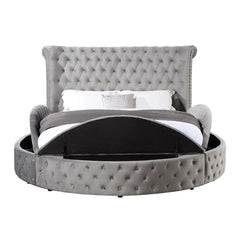 Gaiva - Queen Bed With Storage - Gray Velvet