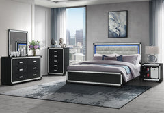 Soleil - 5 Piece King Bedroom Set With Cooler And Speaker - Charcoal