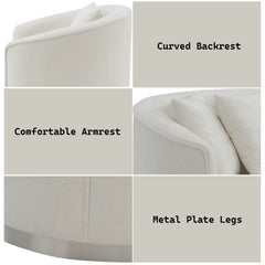 Odette - Loveseat With 2 Pillows - Beige Chenille