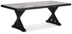 Beachcroft - Rectangular Dining Table With Umbrella Option - Black / Light Gray