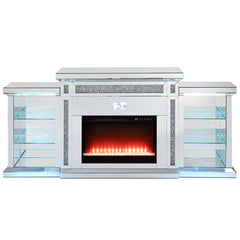 Noralie - Fireplace With LED & Bluetooth - Mirrored & Faux Diamonds