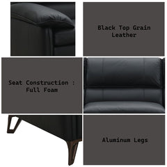 Eilene - Sofa - Black Top Grain Leather