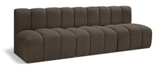 Arc - Boucle Fabric 3 Piece Modular Straight Sofa - Brown