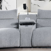 Fullar - Modular Console With Wireless Charger - Light Gary Chenille