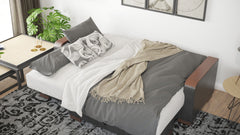 Ottomanson Armada X - Upholstered Convertible Wood Trimmed Chaise Lounge With Storage - Gray/Black PU Polyester