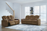 Wolfridge - 2 Pc. - Power Reclining Sofa, Power Reclining Loveseat With Console - Brindle