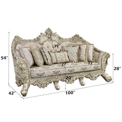 Danae - Sofa With 7 Pillows - Fabric, Champagne & Gold