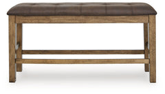 Urbinforte - Double Counter Height Upholstered Bench - Light Brown