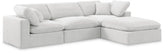 Comfy - Sofá Modular Seccional de Terciopelo de 4 Piezas con Chaise longue - Blanco