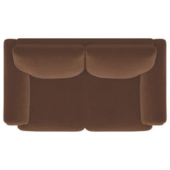 Selma - Velvet Upholstered Crescent Arm Loveseat - Rust