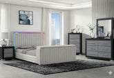 Elias - 5 Piece Queen Bedroom Set Regular Footboard - Black / Dark Gray