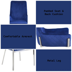 Cambrie - Side Chair (Set of 2) - Blue Velvet & Mirrored Silver