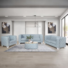 Saree - Chair - Light Teal Chenille & White