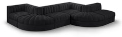 Rummi - Rounded Velvet Performance Fabric Upholstered 6 Piece Modular Sectional