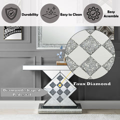 Noralie - 47" X 14" Console Table - Mirrored & Faux Diamonds