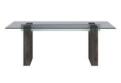 D4238 - 9 Piece Dining Room Set (Dining Table And 8 Dining Chairs) - Clear / Dark Brown / Light Gray