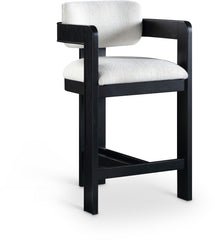 Sacha - Linen Stool With Black Base