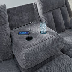 Observation - Reclining Power Sofa With Drop Down Table - Steel