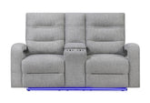 U6611 - Power Console Reclining Loveseat With LED - Dark Gray