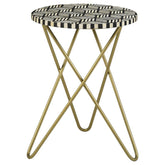Xenia - Round Bone Inlay Accent Side Table - White And Gold