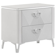 Cassia - 2-Drawer Nightstand Bedside Table - White High Gloss
