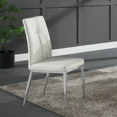 Kamaile - Side Chair (Set of 2) - Beige Synthetic Leather & Chrome