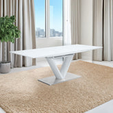 Gallegos - Dining Table With Leaf - White High Gloss