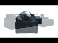 Breton - Sectional Sofa With 4 Pillows - Blue Corduroy