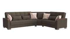 Ottomanson Armada X - Upholstered Convertible Wood Trimmed Sectional With Storage - Polyester