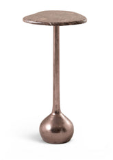 Vireo - Mesa para bebidas con cubierta de mármol auténtico y base de aluminio - Marrón / Bronce