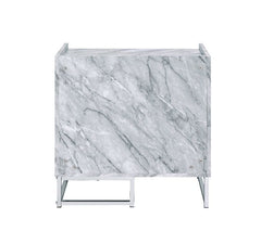 Azrael - Accent Table - White Printed Faux Marble & Chrome