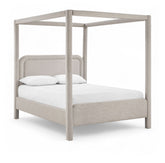 Salina - Cama tapizada en tela con textura de lino