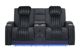 U8000 - Power Reclining Loveseat With Console, Power Headrest, LED Light, Bluetooth Speaker - Black