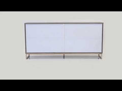 Payo - Console Cabinet - Black Marble Print Oak & Champagne