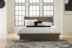 Arkenton - 3 Pc. - Dresser, Mirror, King Panel Bed - Grayish Brown