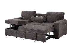 U0203 - Reversible Pull Out Fabric Sofa Bed - Dark Gray