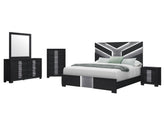 Optimus - 5 Piece Full Bedroom Set - Black