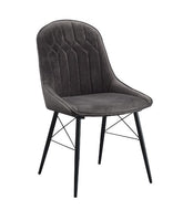 Abraham - Side Chair (Set of 2) - Dark Gray Fabric & Black